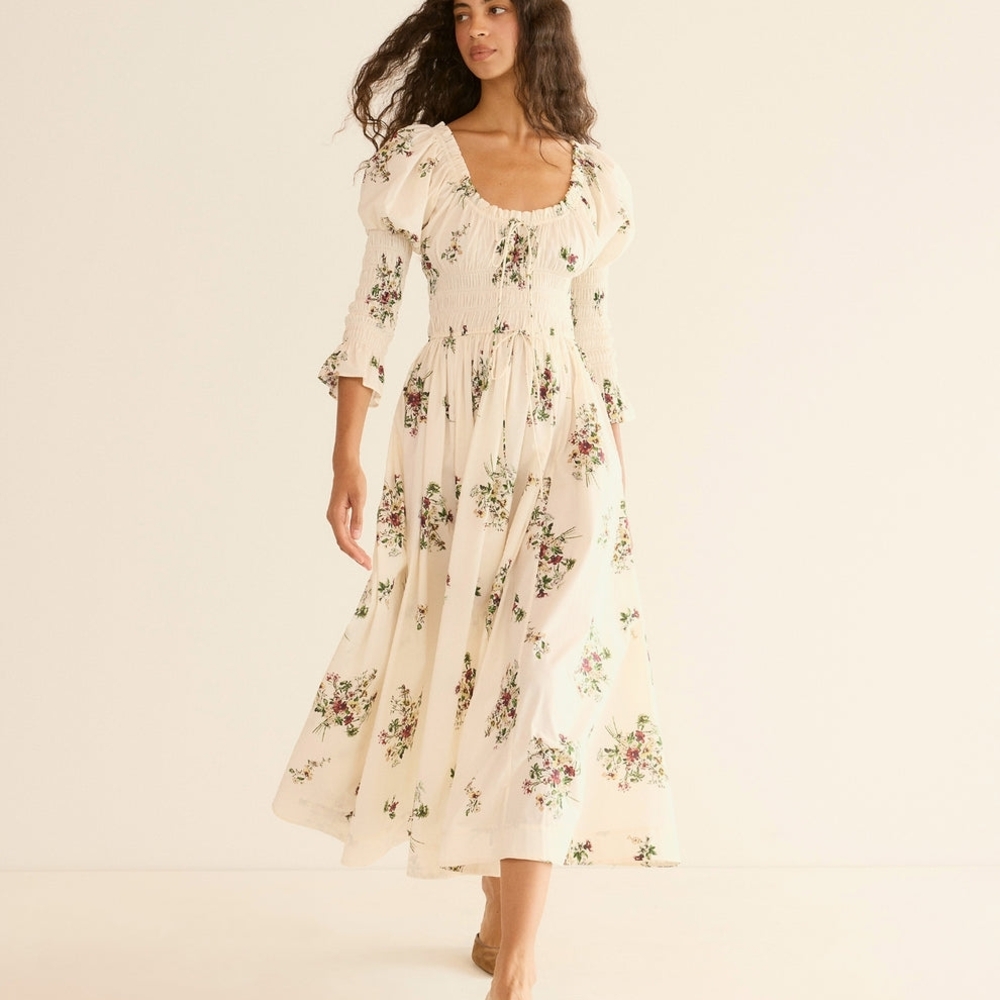 Floral Cream Maxi Dress - Picture 2 of 7